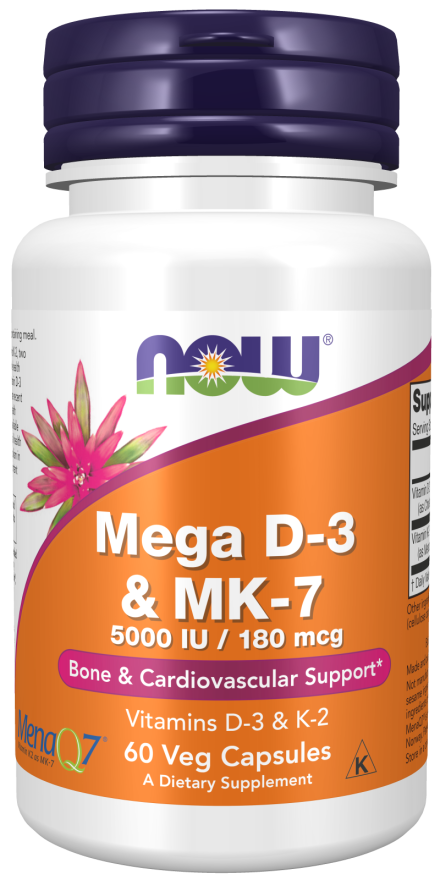 NOW Foods Mega D3 & MK7  120 caps - Vitamins & Minerals at MySupplementShop by NOW Foods