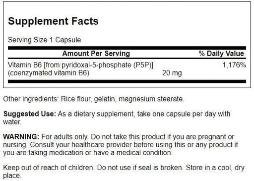 Swanson P-5-P (Pyridoxal-5-Phosphate), 40mg - 60 caps - Vitamins & Minerals at MySupplementShop by Swanson