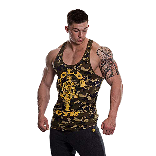 Golds Gym Stringer Joe Premium Vest Camo Green