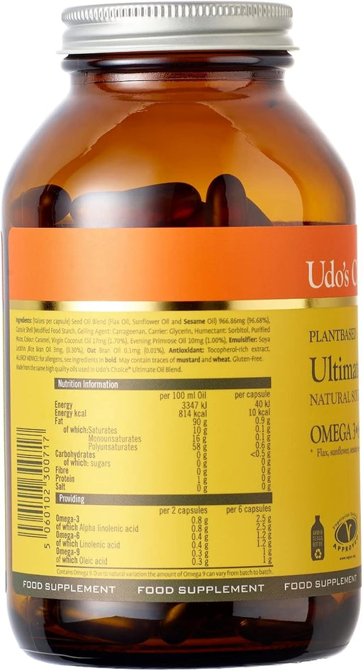 Udo's Choice Ultimate Oil Blend 1000mg 180 Cap's | High-Quality Vitamins & Supplements | MySupplementShop.co.uk