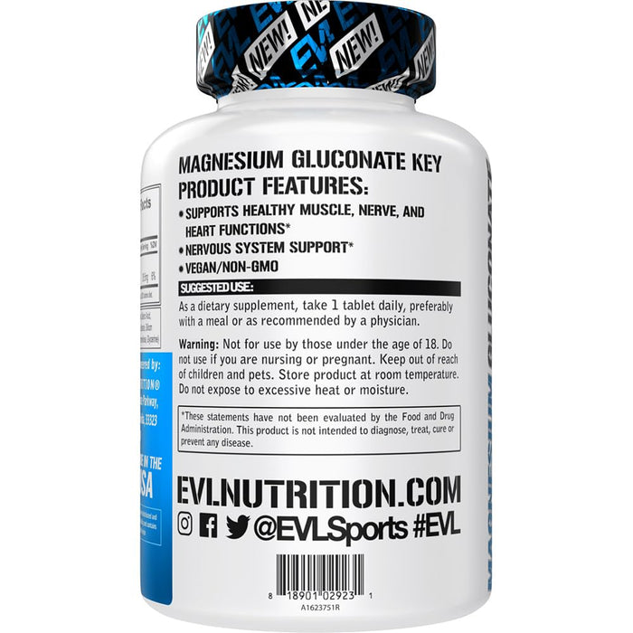 EVLution Nutrition Magnesium Gluconate - 60 tablets - Magnesium at MySupplementShop by EVLution Nutrition