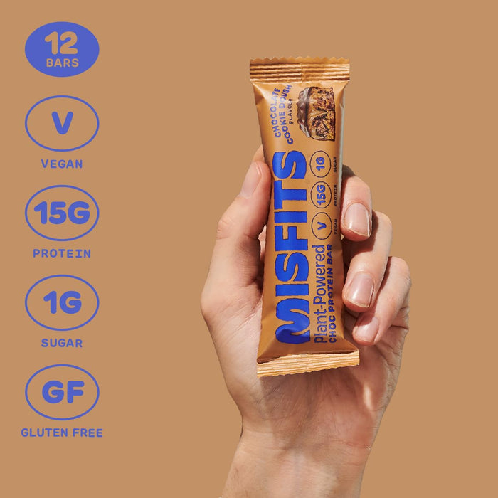 Misfits Vegan Protein Bar 12x45g Milk Chocolate Vegan Cookie Dough - Protein Bars at MySupplementShop by Misfits