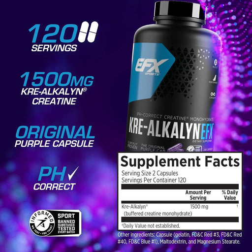 EFX Sports Kre-Alkalyn 240 Caps - Creatine Supplements at MySupplementShop by EFX Sports