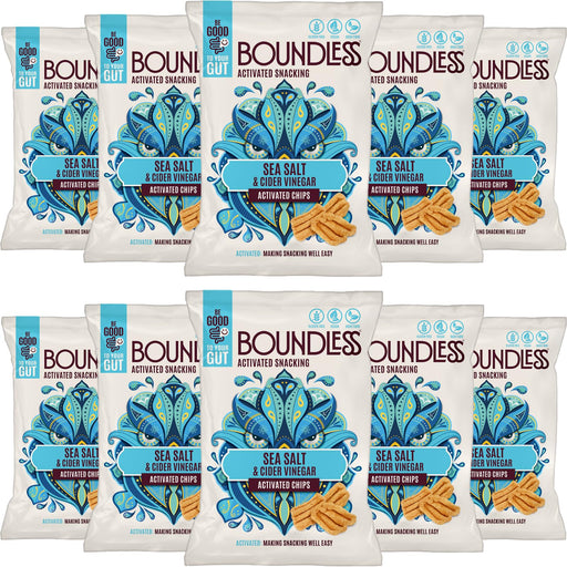 Boundless Activated Chips 10x80g - Sea Salt and Cider Vinegar - Multipack at MySupplementShop by Boundless