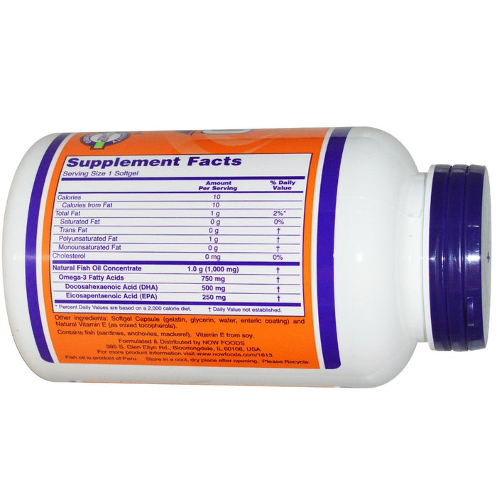 NOW Foods DHA-500, 500 DHA / 250 EPA - 180 softgels - Omegas, EFAs, CLA, Oils at MySupplementShop by NOW Foods