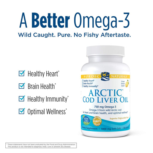 Nordic Naturals Arctic Cod Liver Oil, 750mg Lemon - 90 softgels - Health and Wellbeing at MySupplementShop by Nordic Naturals