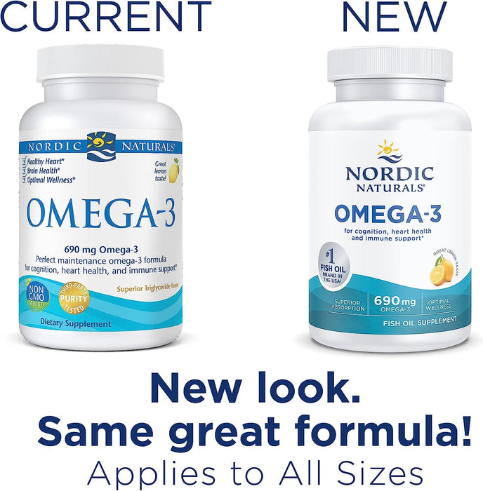 Nordic Naturals Omega-3, 690mg Lemon - 60 softgels - Health and Wellbeing at MySupplementShop by Nordic Naturals