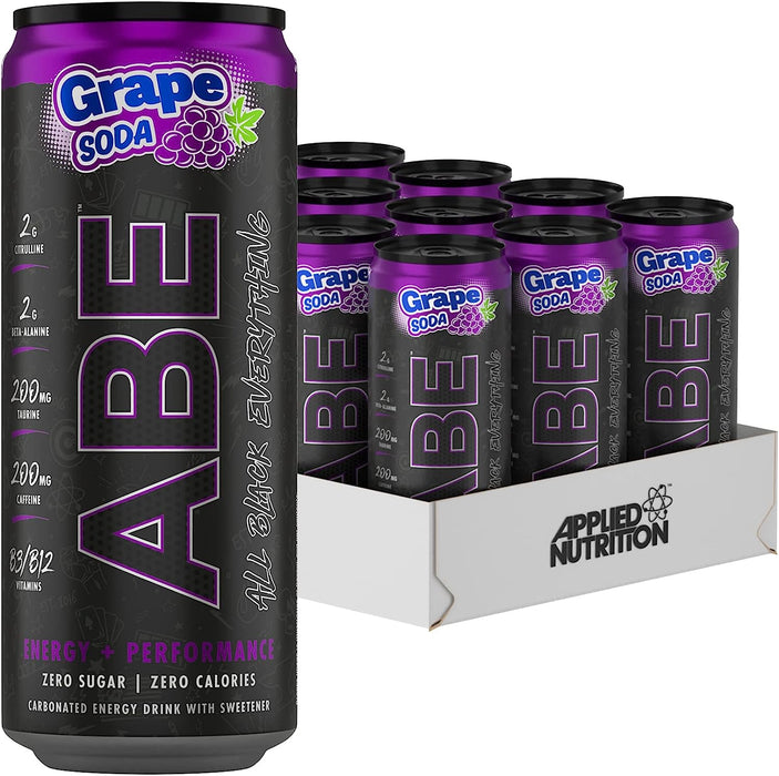 Applied Nutrition ABE Pre Workout Cans 12 x 330ml - American Grape Soda - Supplements at MySupplementShop by Applied Nutrition