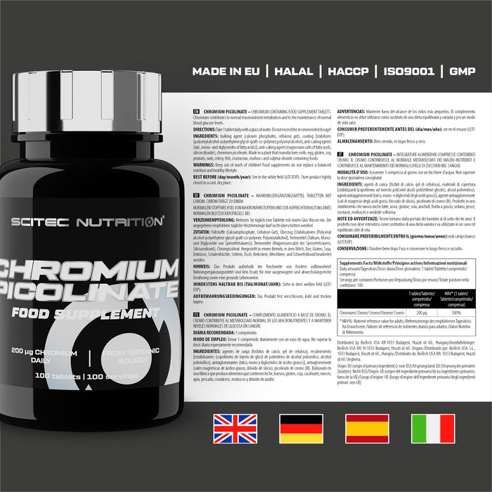 Chromium Picolinate, 200mcg - 100 tablets - Chromium at MySupplementShop by SciTec