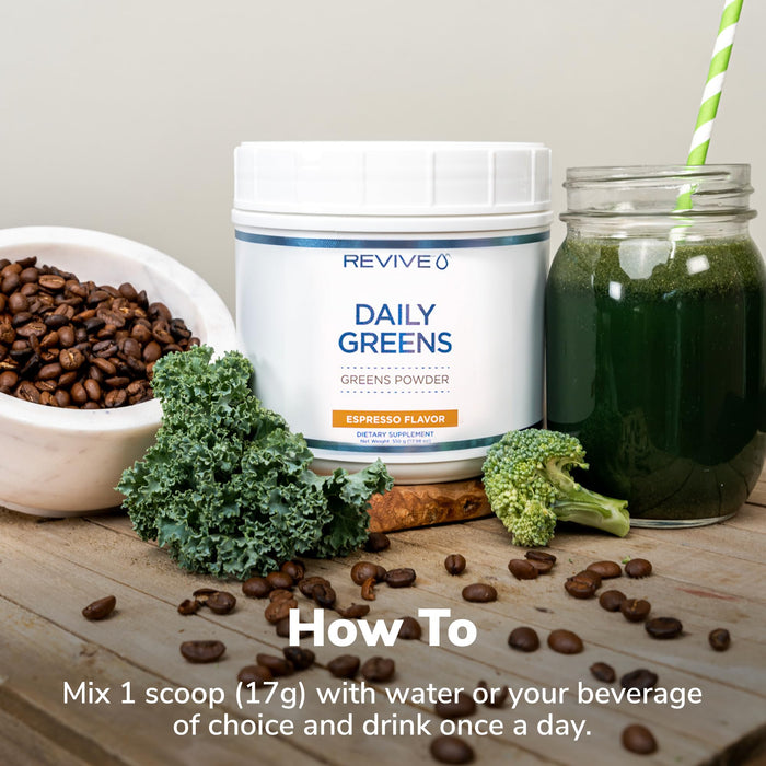 Daily Greens Powder, Espresso - 510g - Sports Nutrition at MySupplementShop by Revive