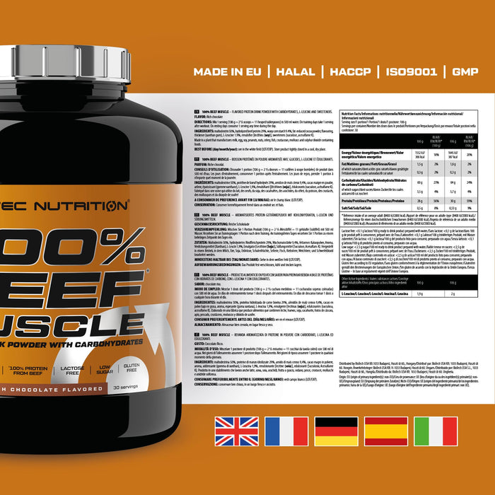 SciTec 100% Beef Muscle, Rich Chocolate - Beef Proteins at MySupplementShop by Scitec Nutrition