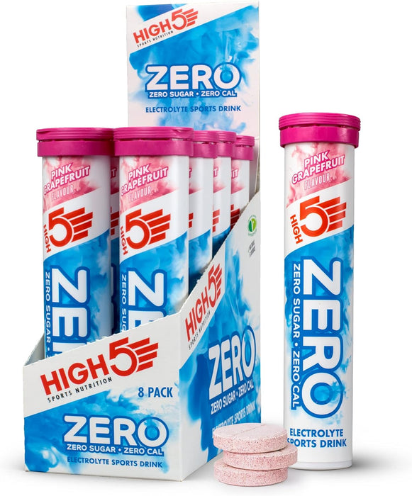 HIGH5 Zero Electrolyte Hydration Tablets Added Vitamin C (20 Count (Pack of 8)) - Pink Grapefruit - Hydration Tablets at MySupplementShop by High 5