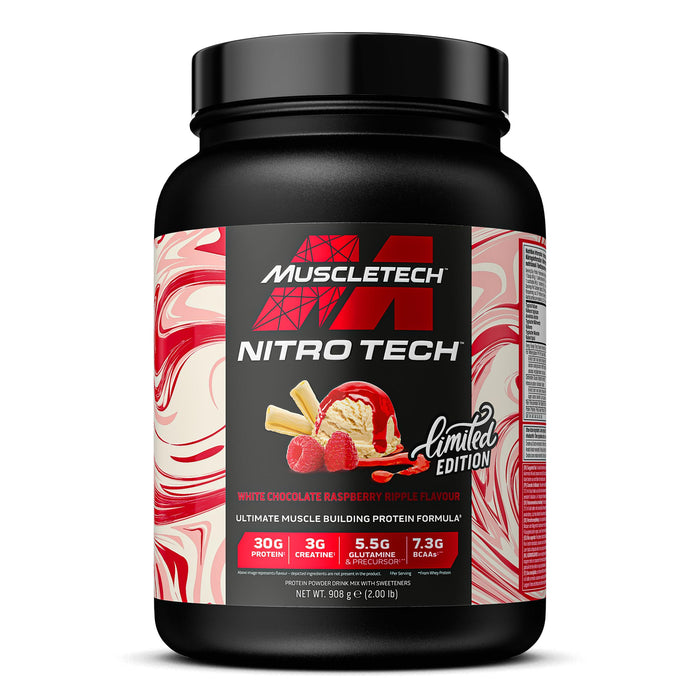 MuscleTech Nitro-Tech, White Chocolate Raspberry Ripple - 908g - Protein Supplement Powder at MySupplementShop by Muscletech