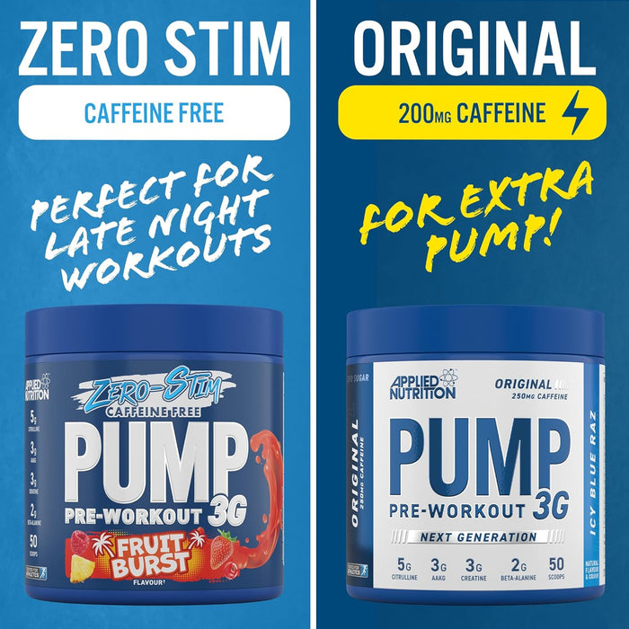 Applied Nutrition Pump Zero Stim Free Pre Workout 350g 50 Servings - Pre Workout at MySupplementShop by Applied Nutrition