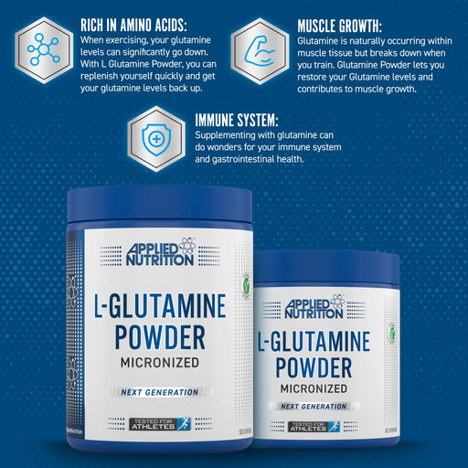 Applied Nutrition L-Glutamine Powder, Micronized - 250g (50 Servings) - L-Glutamine, Glutamine at MySupplementShop by Applied Nutrition