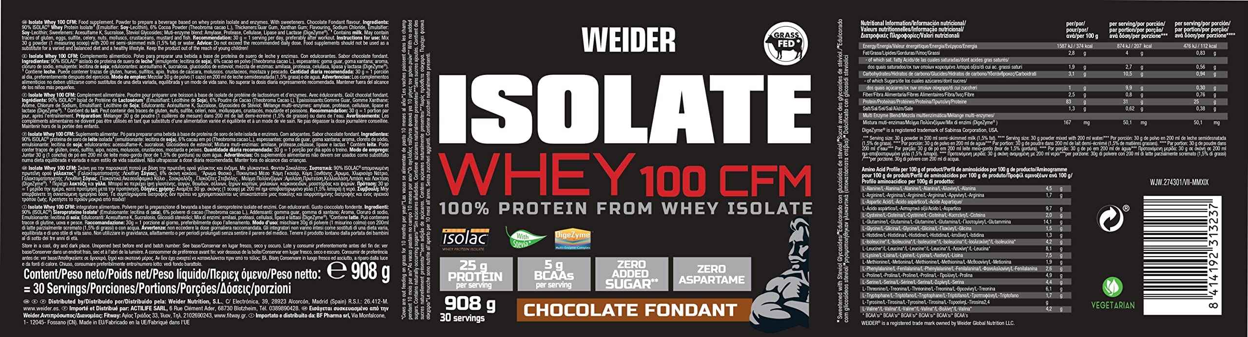 Weider Nutrition Isolate Whey 100 CFM 908g - Whey Proteins at MySupplementShop by Weider