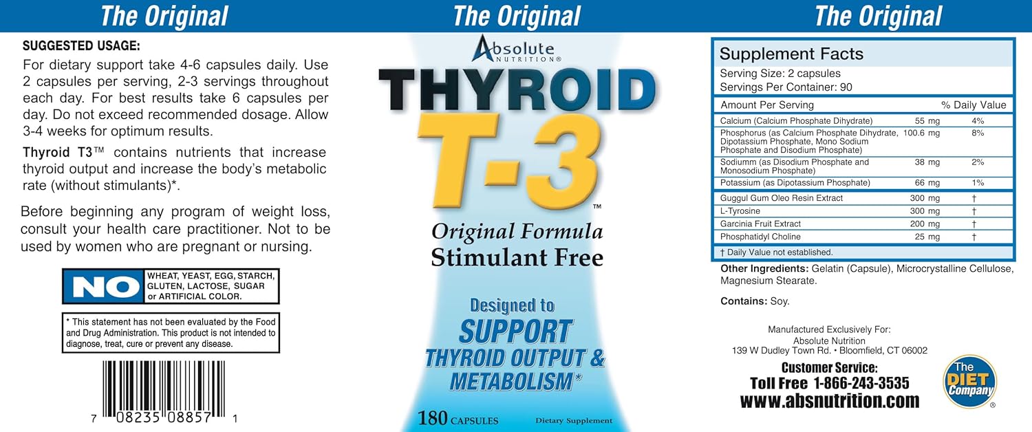 Absolute Nutrition Thyroid T3 - 180 caps