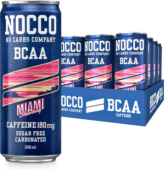 NOCCO BCAA 12x330ml - Miami Strawberry - BCAA's at MySupplementShop by Nocco