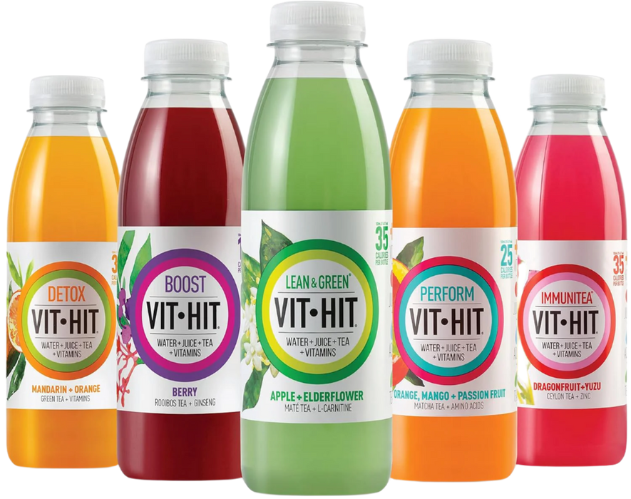 Vit-Hit 12 x 500ml – Low-Calorie Vitamin Drink with Functional Teas