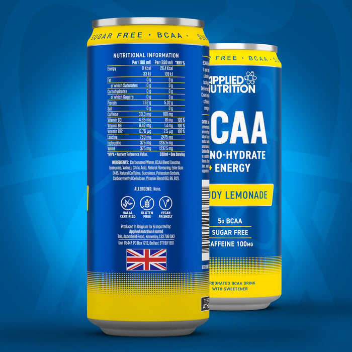 Applied Nutrition BCAA Amino-Hydrate + Energy Cans, Cloudy Lemonade - 12 x 330ml - Drink Flavored at MySupplementShop by Applied Nutrition