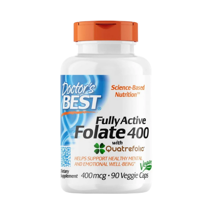 Doctor's Best Fully Active Folate 400 with Quatrefolic 400 mcg 90 Veggie Capsules