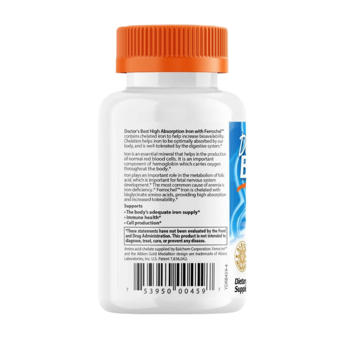 Doctor's Best High Absorption Iron with Ferrochel 27mg 120 Tablets