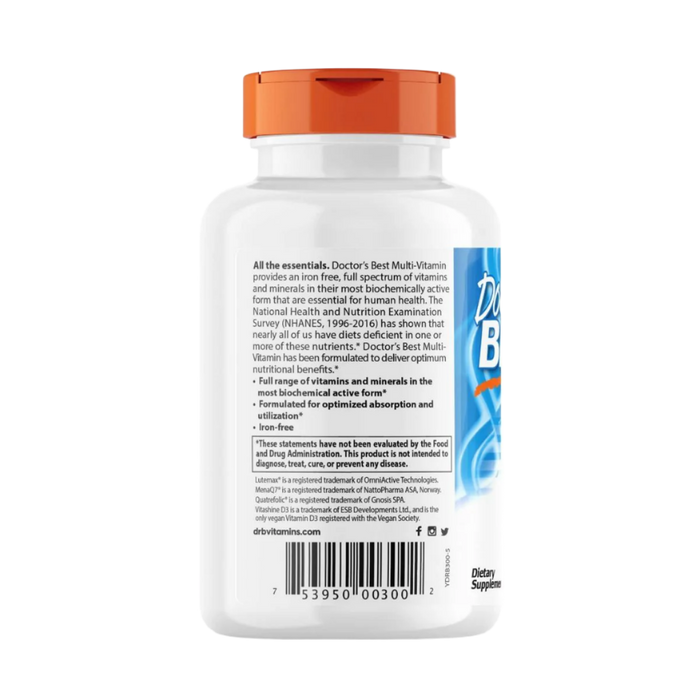 Doctor's Best Multi-Vitamin with Vitashine D3 and Quatrefolic 90 Veggie Capsules