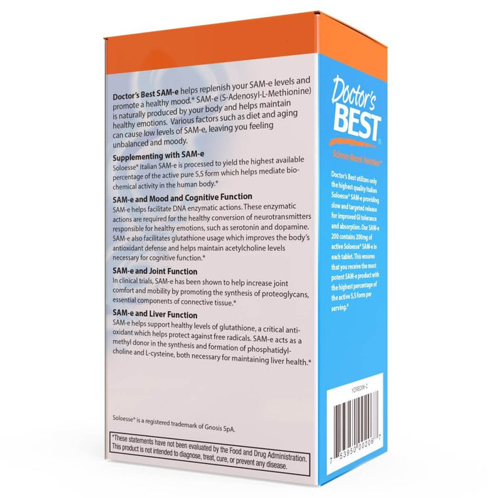 Doctor's Best SAM-e 200 mg 60 Enteric Coated Tablets - Joint Support at MySupplementShop by Doctor's Best