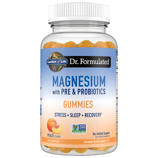 Garden of Life Dr. Formulated Magnesium with Pre & Probiotics Gummies, Peach - 60 gummies