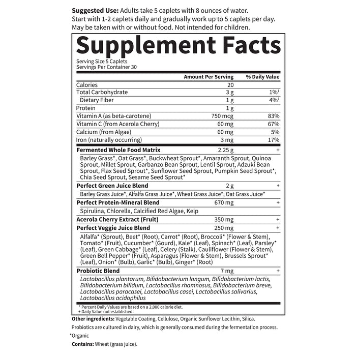 Garden of Life Perfect Food Super Green Formula - 150 vegetarian caplets - Health and Wellbeing at MySupplementShop by Garden of Life
