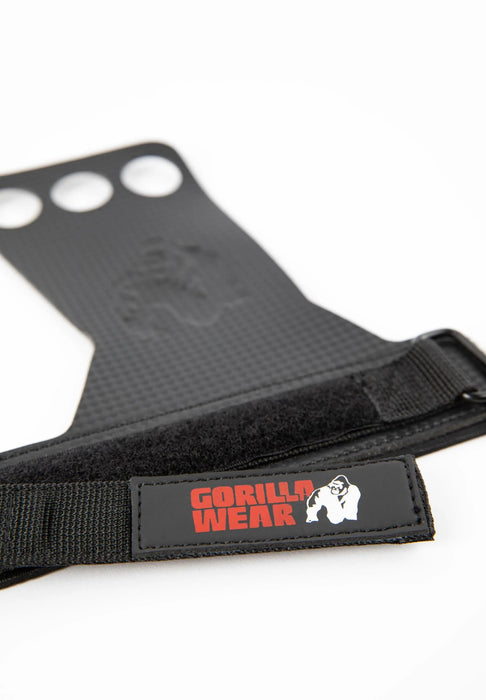 Gorilla Wear 3-Hole Carbon Lifting Grips Black - Weight Lifting Gloves at MySupplementShop by GORILLA WEAR