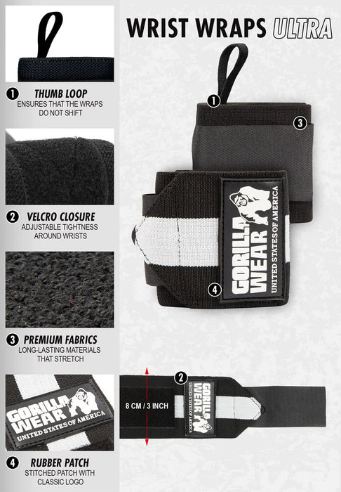 Gorilla Wear Wrist Wraps Ultra - Weight Lifting Gloves at MySupplementShop by GORILLA WEAR
