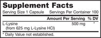 Jarrow Formulas L-Lysine, 500mg - 100 caps - Amino Acids and BCAAs at MySupplementShop by Jarrow Formulas