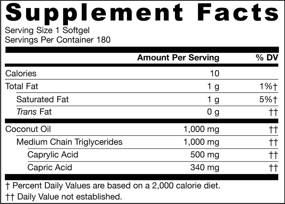 Jarrow Formulas MCT Oil, 1000mg - 180 softgels - Sports Supplements at MySupplementShop by Jarrow Formulas