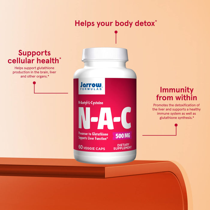 Jarrow Formulas N-A-C, 500mg - 60 Veggie Caps / 2 Months Supply - Amino Acids and BCAAs at MySupplementShop by Jarrow Formulas