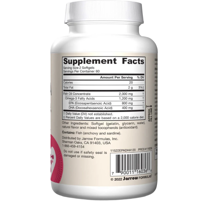 Jarrow Formulas Omega-3 EPA-DHA Balance 600mg 120 Softgels