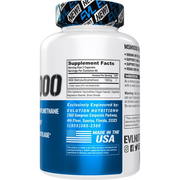 EVLution Nutrition MSM 1000 - 120 caps 60 Servings - Supplements at MySupplementShop by EVLution Nutrition