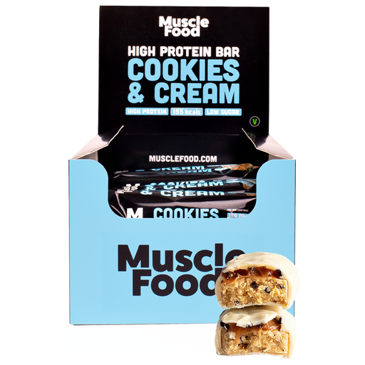 MuscleFood High Protein Bar 12x45g - Cookies and Cream - Protein Bars at MySupplementShop by MuscleFood