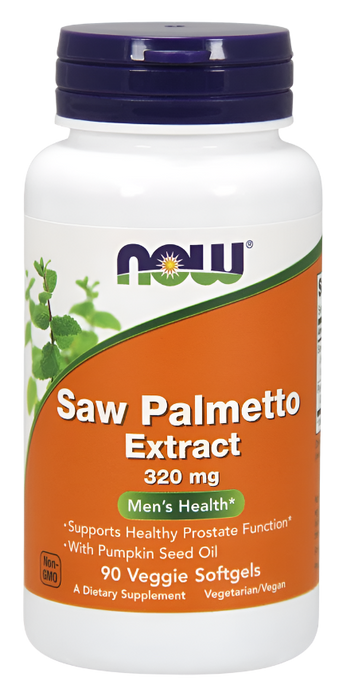 NOW Foods Saw Palmetto Extract with Pumpkin Seed Oil, 320mg - 90 veggie softgels