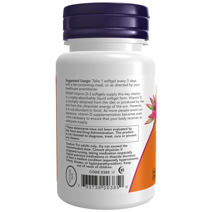 NOW Foods Vitamin D-3 10,000 IU 240 Softgels - Sports Nutrition at MySupplementShop by NOW Foods