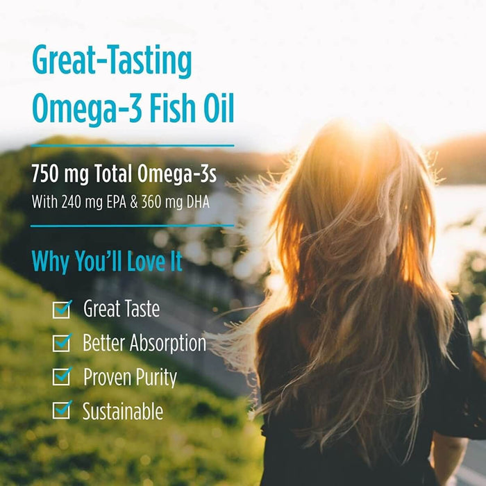 Nordic Naturals Arctic Cod Liver Oil 750mg Omega-3 180 Softgels (Lemon) - Health and Wellbeing at MySupplementShop by Nordic Naturals