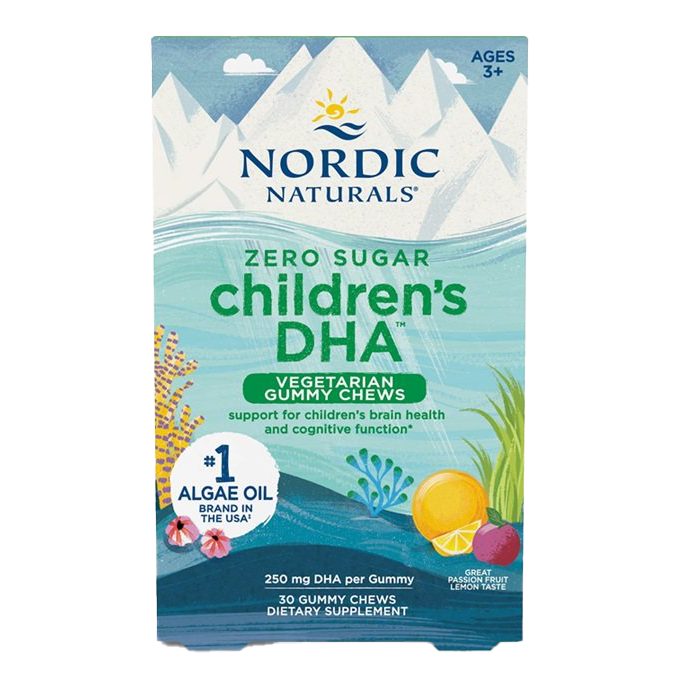 Nordic Naturals Children's DHA Vegetariangummy Chews, 250mg Passion Fruit Lemon 30gummies