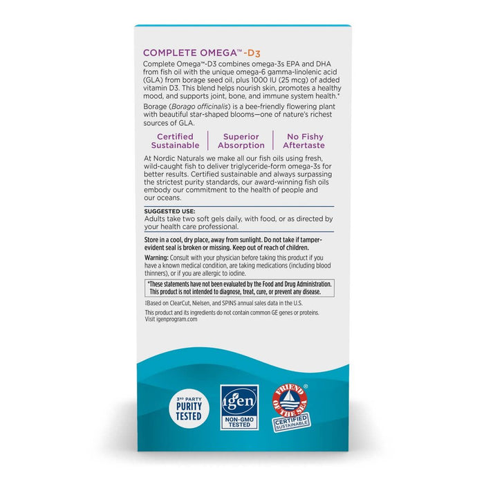 Nordic Naturals Complete Omega-D3 120 Softgels (Lemon) - Omegas, EFAs, CLA, Oils at MySupplementShop by Nordic Naturals