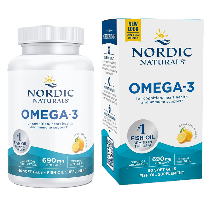 Nordic Naturals Omega-3, 690mg Lemon - 60 softgels