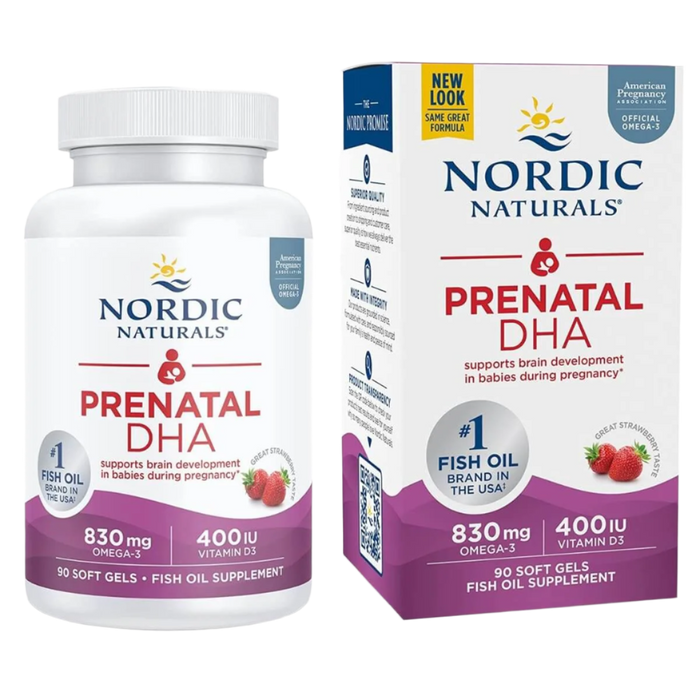 Nordic Naturals Prenatal DHA Omega-3 830mg with Vitamin D3 90 Softgels (Strawberry)