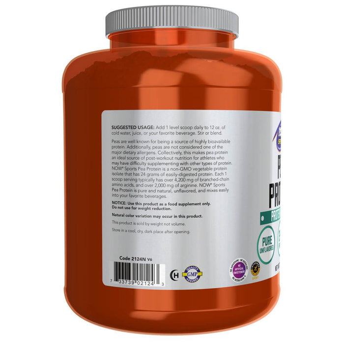 Now Foods Pea Protein Pure Unflavored Powder 7lb (3175g) - Sports Nutrition at MySupplementShop by NOW Foods
