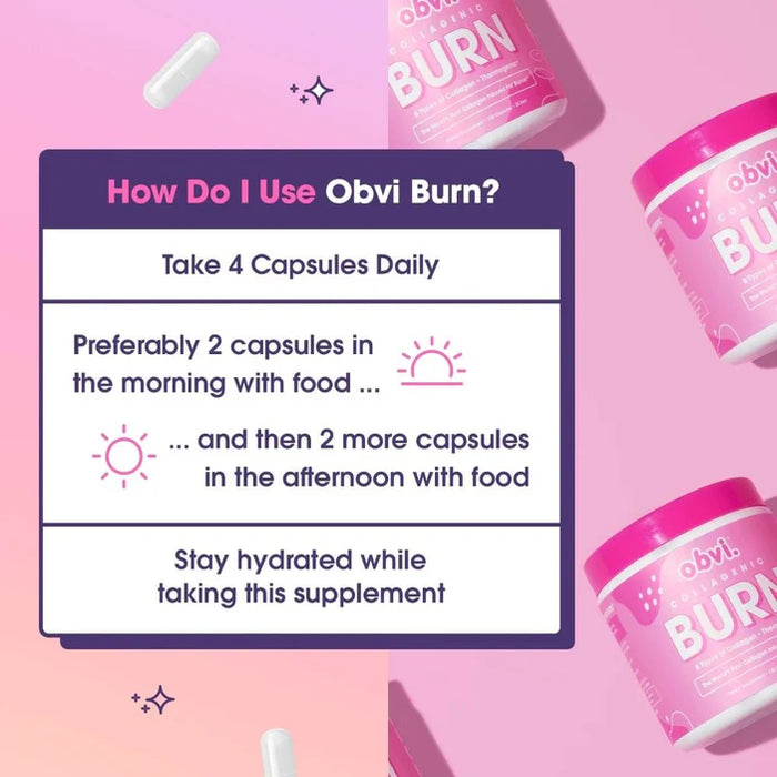 Obvi Collagenic Burn - Collagen-Infused Metabolism & Weight Support Supplement, 120 Capsules
