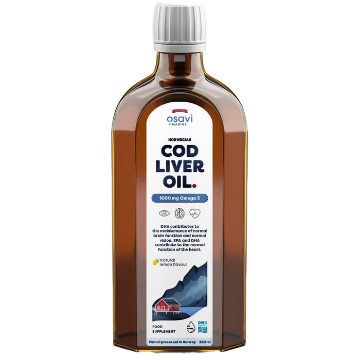 Osavi Norwegian Cod Liver Oil, 1000mg Omega 3 (Lemon) - 250 ml.