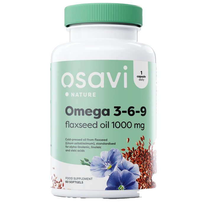 Osavi Omega 3-6-9 Flaxseed Oil, 1000mg - 60 softgels