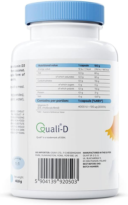 Osavi Vitamin D3, 4000IU - 120 softgels